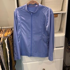 Healing hands ceil blue scrub jacket